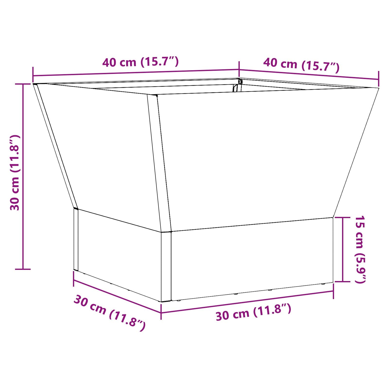 Vuurkorf Vierkant Zwart Staal 40 x 40 x 30 cm Koudgewalst staal/Zwart