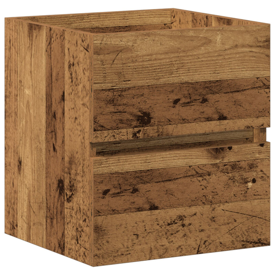 Wastafelmeubel Met Ingebouwde Wastafel Zwart Eiken Gefabriceerd Hout,  Wastafelmeubel Oude Hout 41X38,5X45 Cm Gefabriceerd Hout
