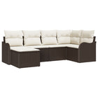 Garden Sofa Set with Cushions 6 pcs Brown Poly Rattan