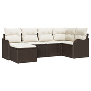 Tuinset poly rattan 6-delig bruin