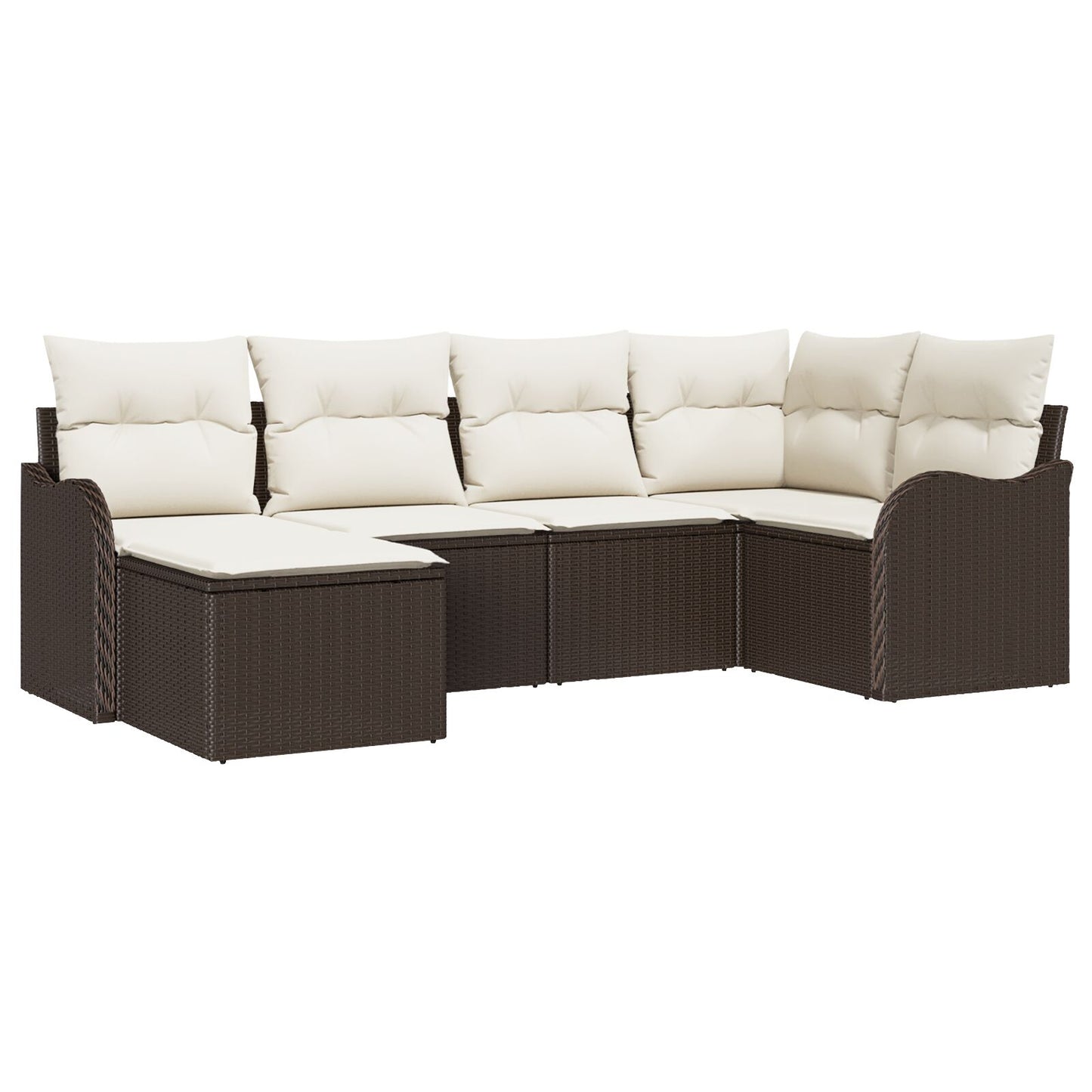 6-delige Tuin Sofa Set met Kussens Bruin Poly Rattan, vidaXL 2-Persoons Tuin Sofa met Kussens Bruin Poly Rattan