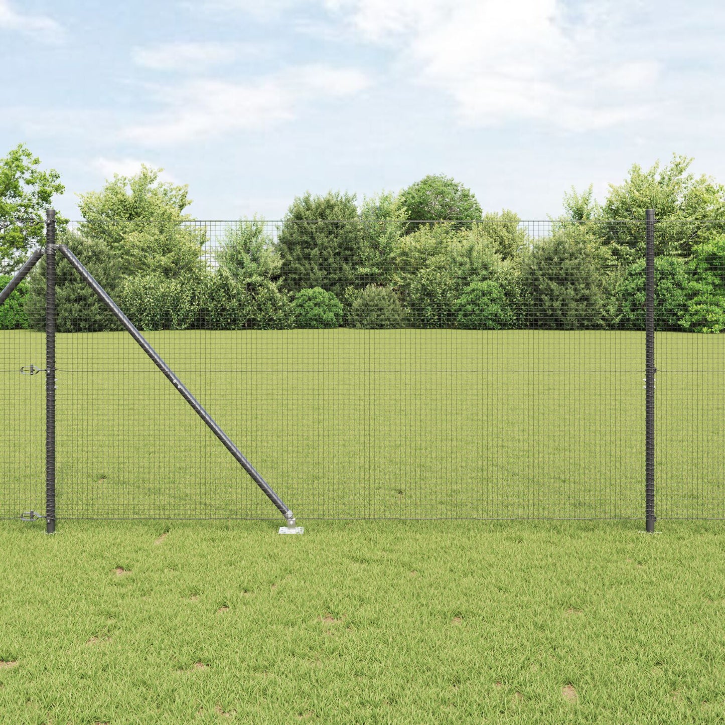 Gelaste Draadheining Met 13 Spike Posts Grijs 1,4X25 M Staal Gegalvaniseerd Staal