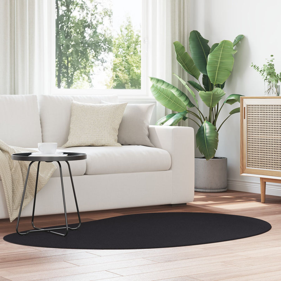 Vloerkleed Polyester Antislip Zwart 120 x 170 cm Oval-Raindrop
