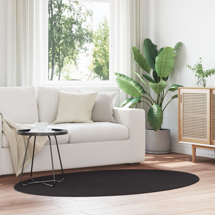 Vloerkleed ""Huarte"" Ovaal Zwart 100 x 200 cm