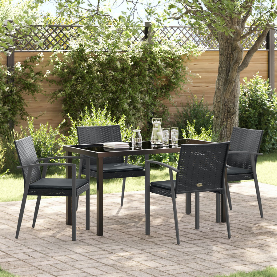 Set Van 3 Zwart Pe Rattan, Staal 56,5X57X83 Cm Duurzaam