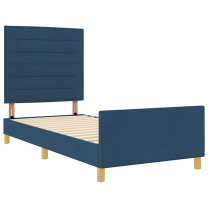 Blauw Stoffen Bedframe 80X200 Cm Crème