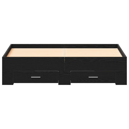 Bedframe Met Lades Zwart Eiken 135X190 Cm Gemaakt Van Engineered Wood Ambachtelijk Eiken