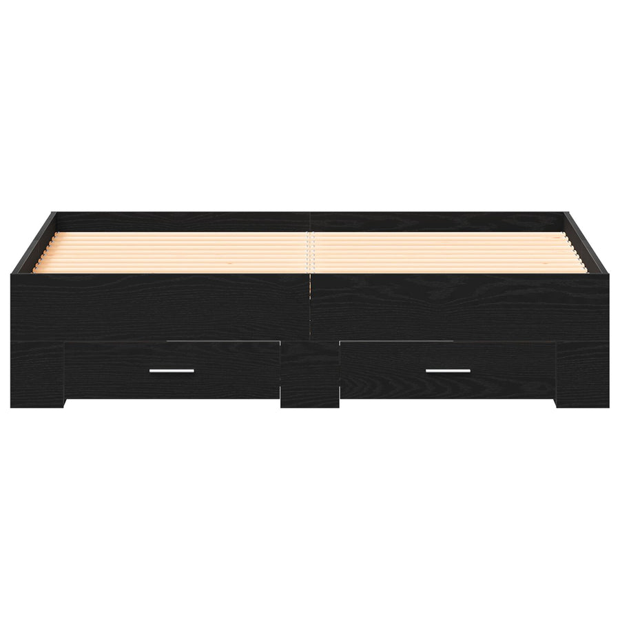 Bedframe Met Lades Zwart Eiken 135X190 Cm Gemaakt Van Engineered Wood Ambachtelijk Eiken
