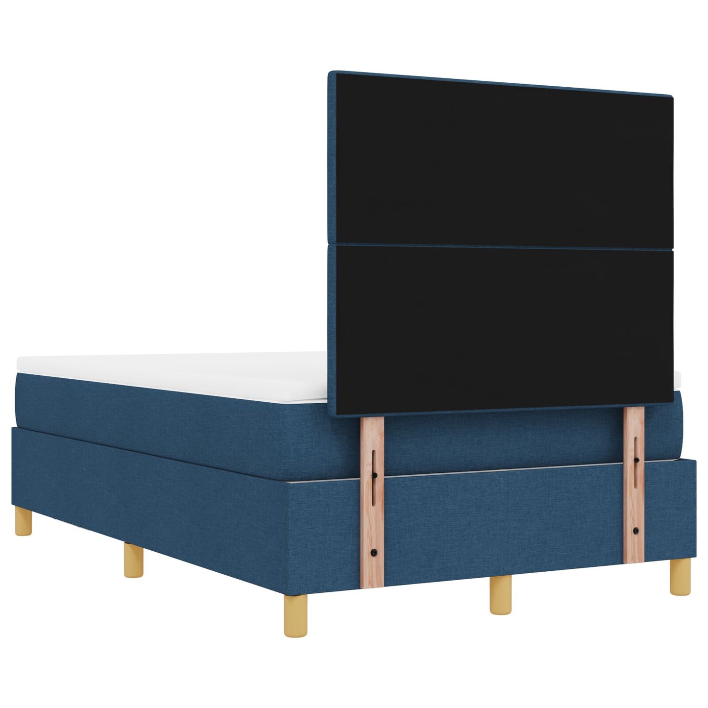 Boxspring Bed Met Matras & Bank Blauw 120X200 Cm Stof Crème