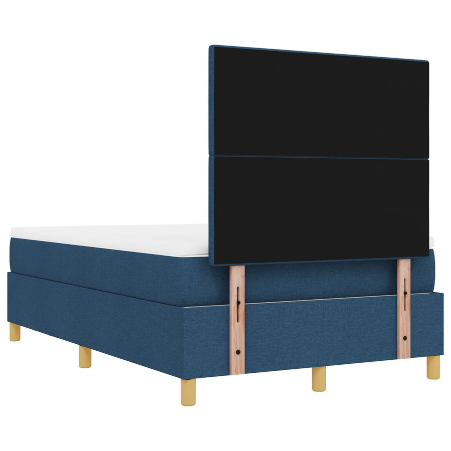 Boxspring Bed Met Matras & Bank Blauw 120X200 Cm Stof Crème