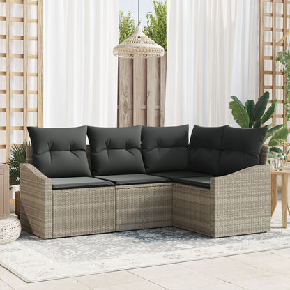 Tuin Sofa Set Set Van 4 Beige, Zwart Rattan Tuin Hoeksalon