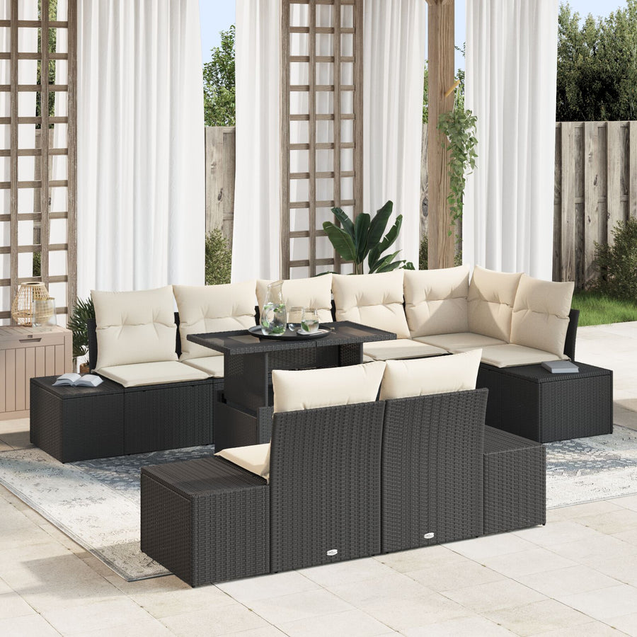 Tuin Sofa Set Set Van 9 Zwart En Crème