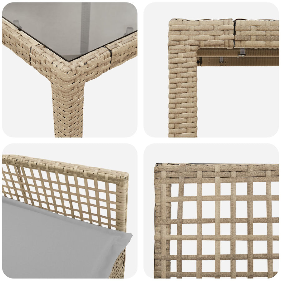 5-Delige Tuin Eetset Met Kussens Beige Poly Rattan