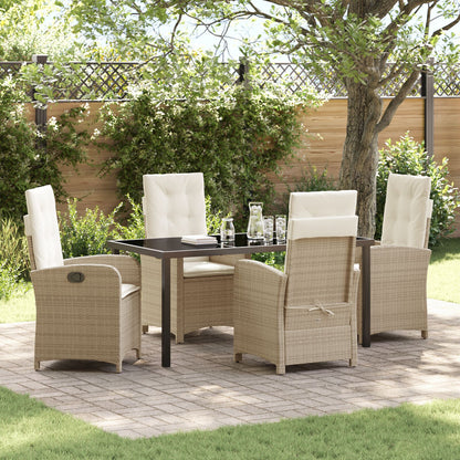 5-Delige Tuinset Met Kussens In Beige Poly Rattan