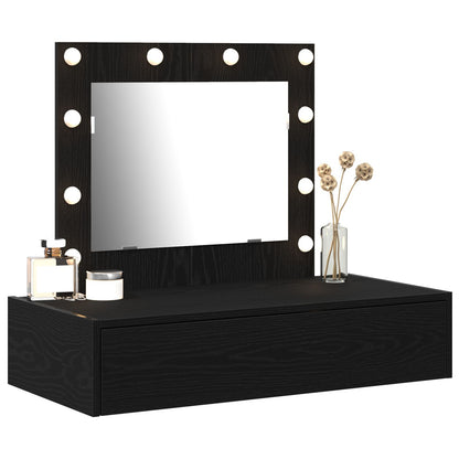 Wandmontage Kaptafel -Verlichting In 83 x 40 x 70 cm Zwart eiken met LED