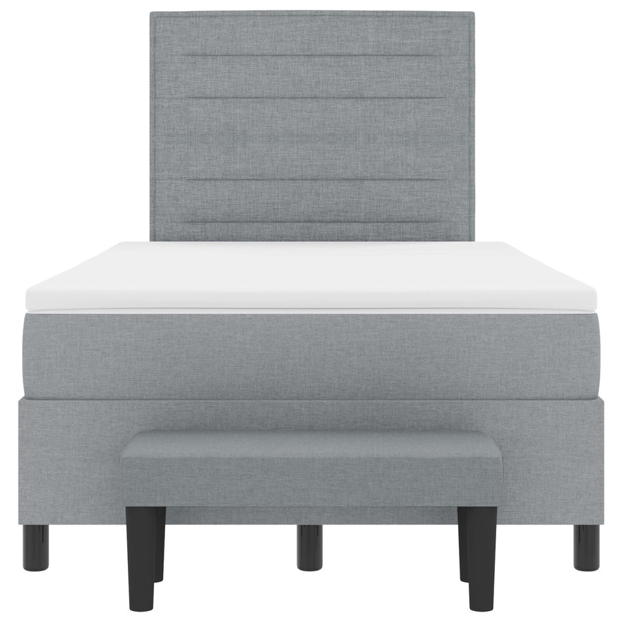 Boxspring Bed Met Matras & Bank Lichtgrijs 120X190 Cm Stof Blauw