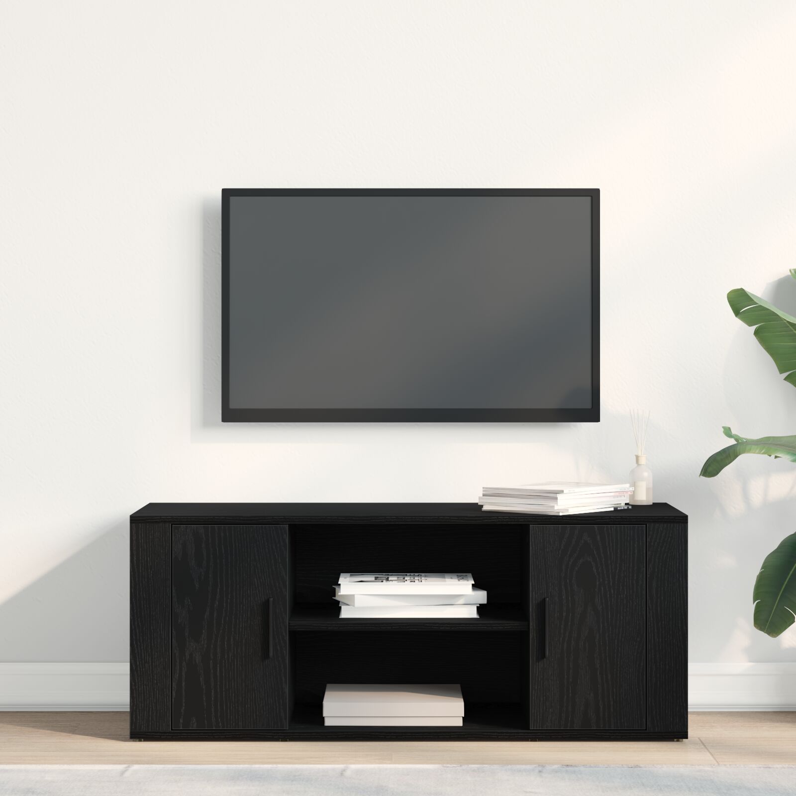 Tv-Kast 100X35X40 Cm Bewerkt Hout Zwart eiken