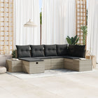 Garden Sofa Set with Cushion 6 pcs Light Grey Poly Rattan