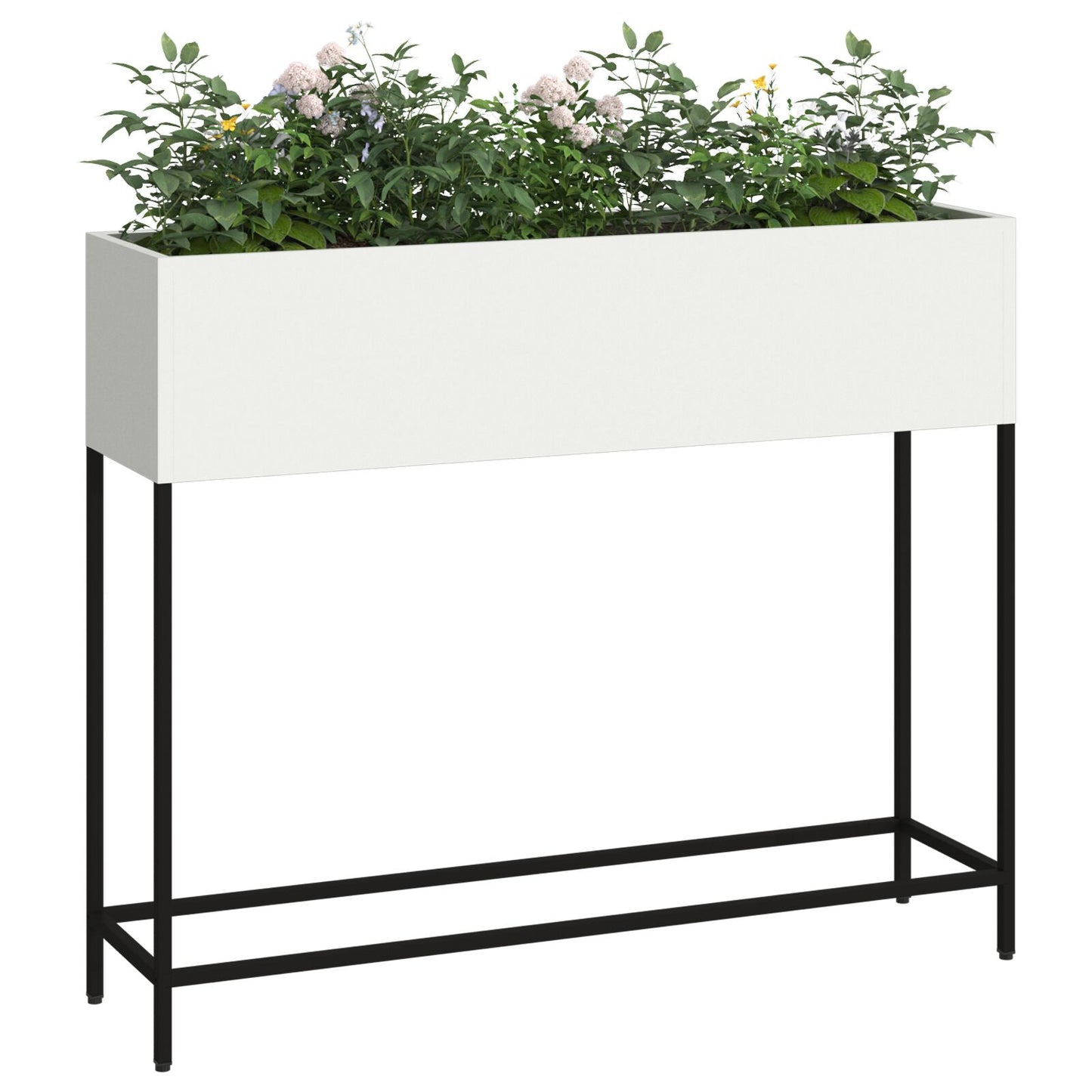 Verhoogde Tuinbed Staal Wit 100 x 26 x 82 cm