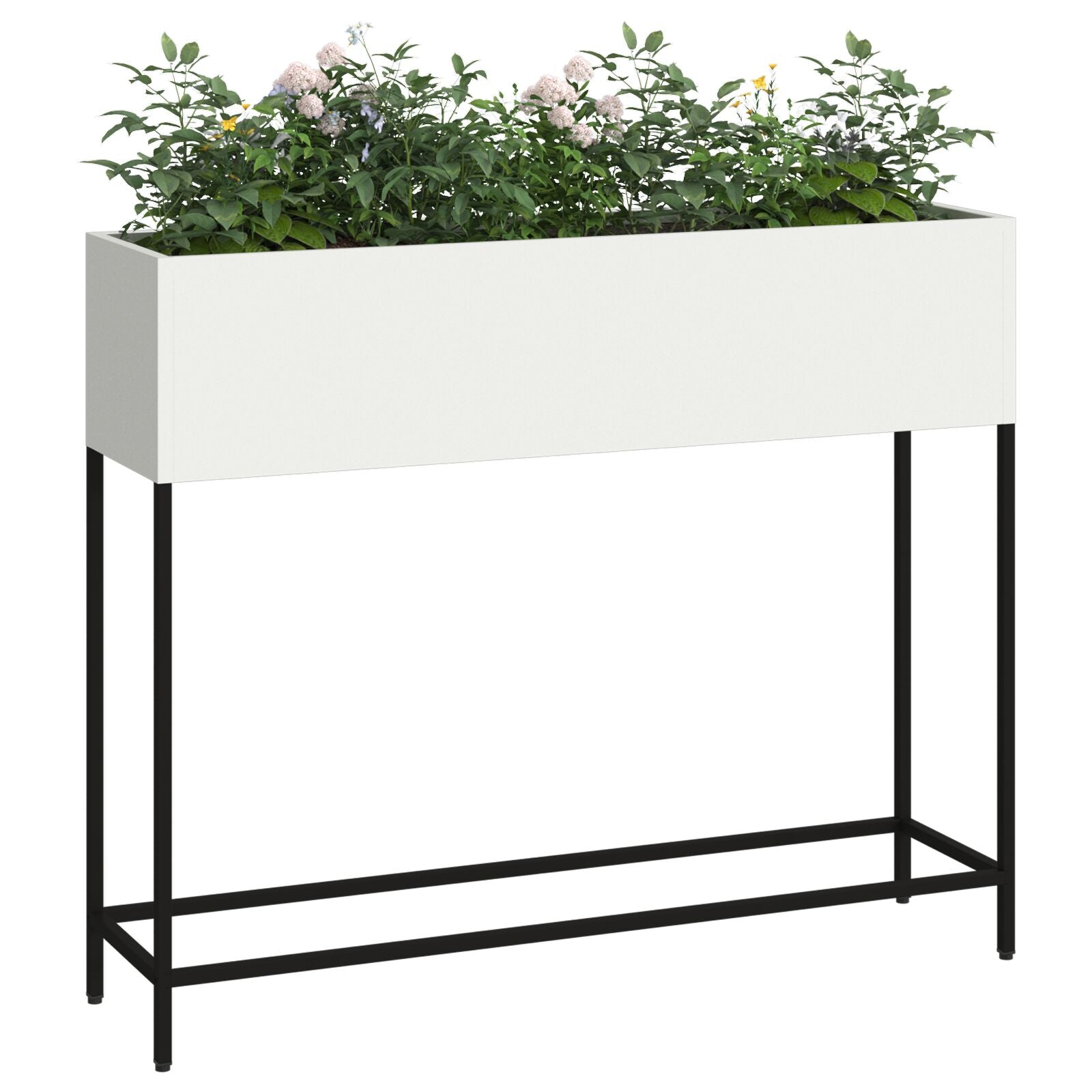 Verhoogde Tuinbed Staal Wit 100 x 26 x 82 cm