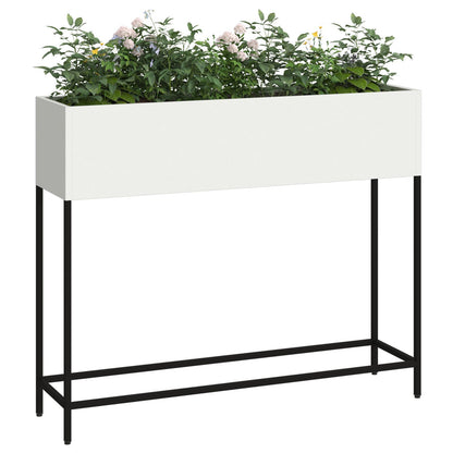 Verhoogde Tuinbed Staal Wit 100 x 26 x 82 cm