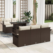 Loungeset poly rattan 5 persoons bruin