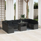 Garden Sofa Set with cushions 11 pcs Black Polyrattan
