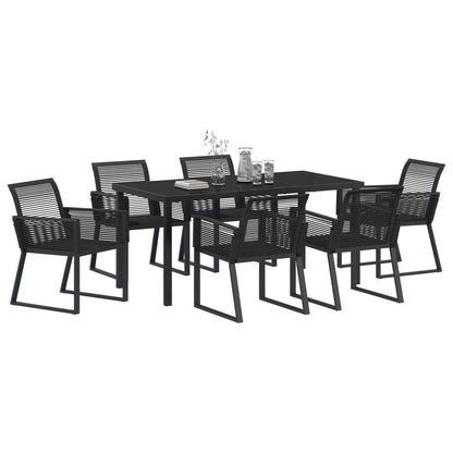 7-Stuks Tuin Eetset Zwart Poly Rattan