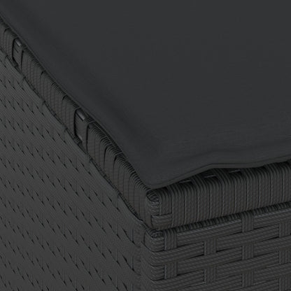 3-Delig Tuin Eetset Met Kussens Poly Rattan Acaciahout 80 cm Zwart 2 krukken