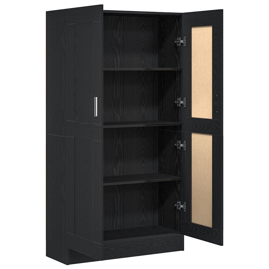 Boekenkasten 2 Stuks Zwart Eiken 165X30,5X150 Cm Geschuurd Hout