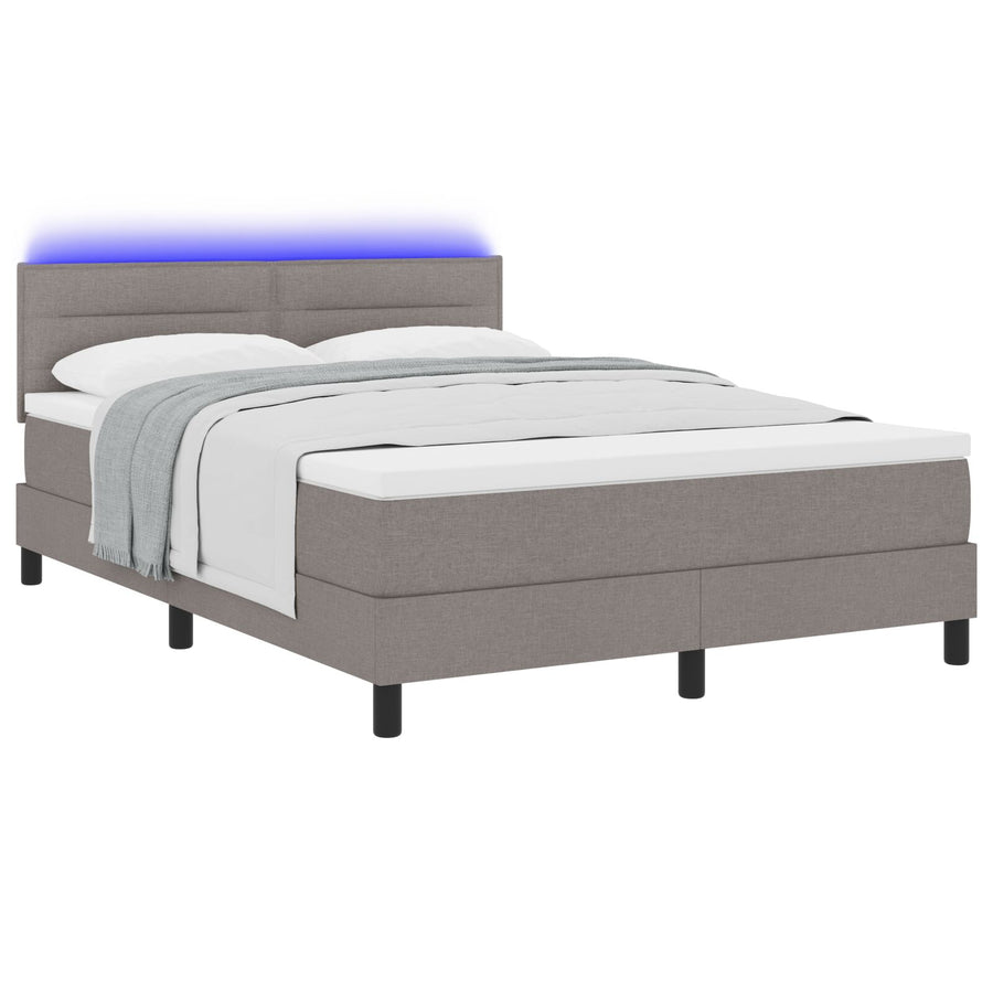 Bedframe Met Matras Lichtgrijs Stof 140 X 200 Cm Bedmatras Blauw
