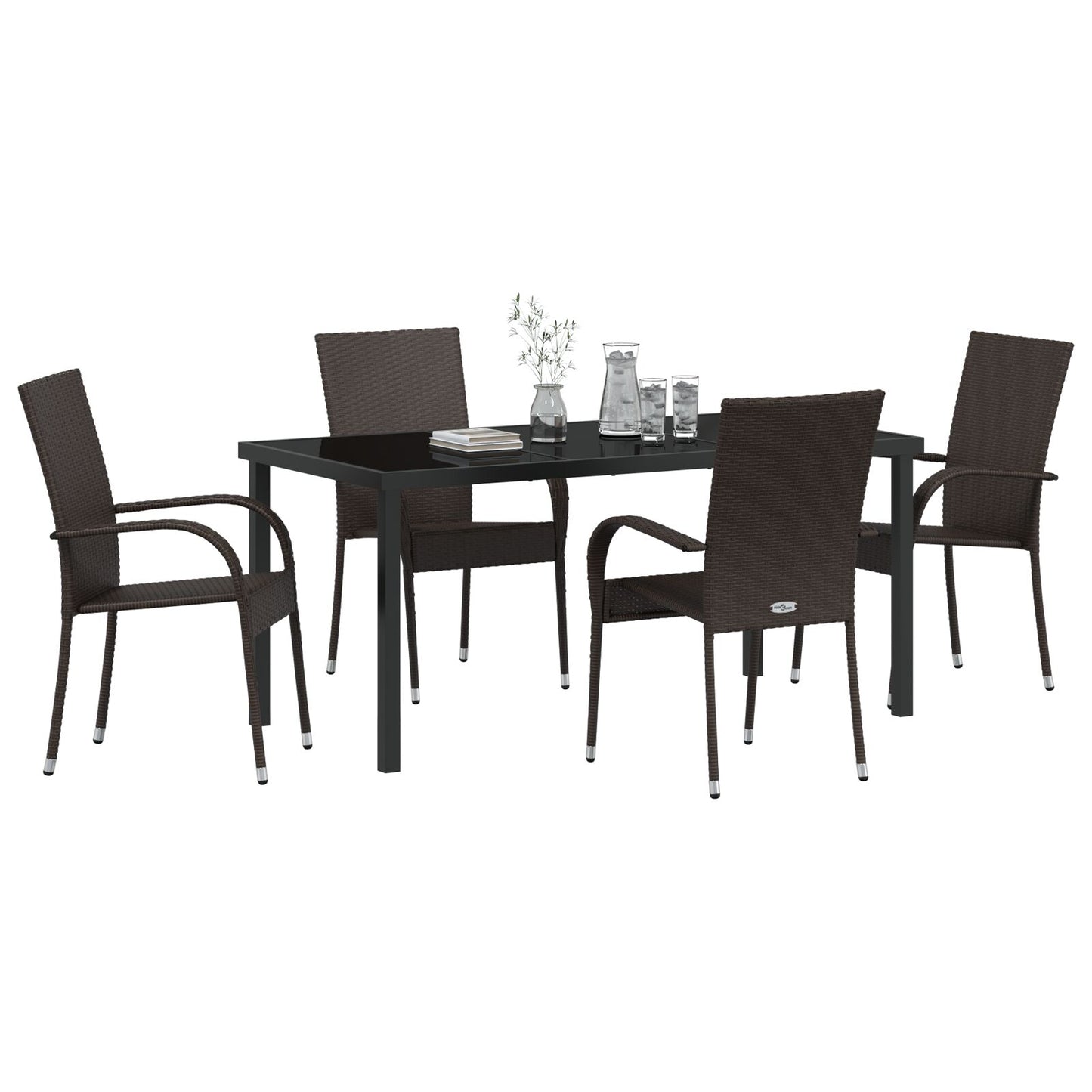 5-Delige Tuin Eetset Bruin Poly Rattan