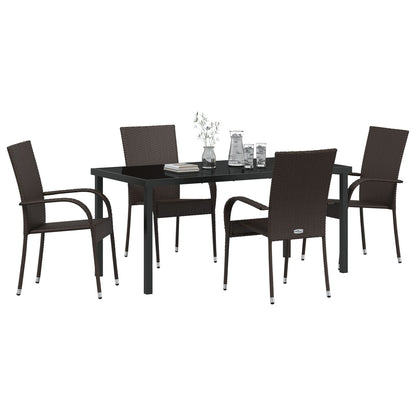 5-Delige Tuin Eetset Bruin Poly Rattan