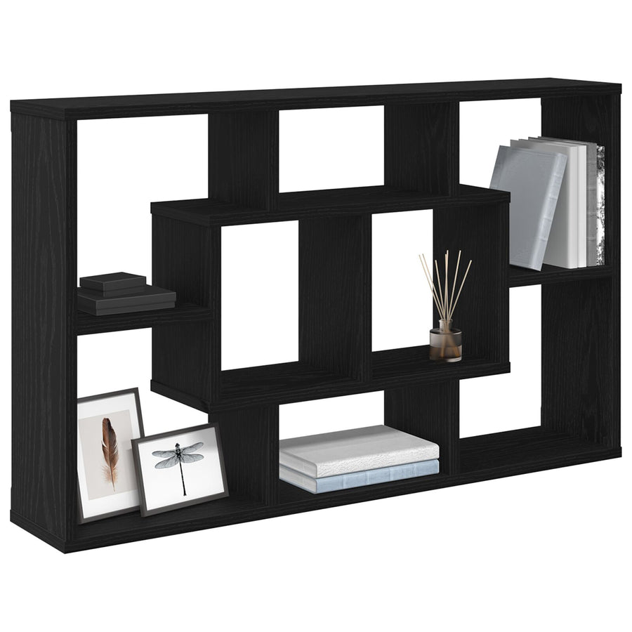 Wandplank - Zwart Eiken, 85 X 16 X 52,5 Cm, Gemaakt Van Gelaagd Hout