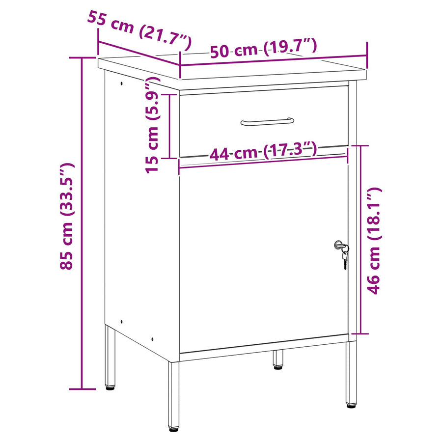 Werkcabinet 50X55X84 Cm Staal Rood en grijs Werkcabinet met 1 lade en 1 deur