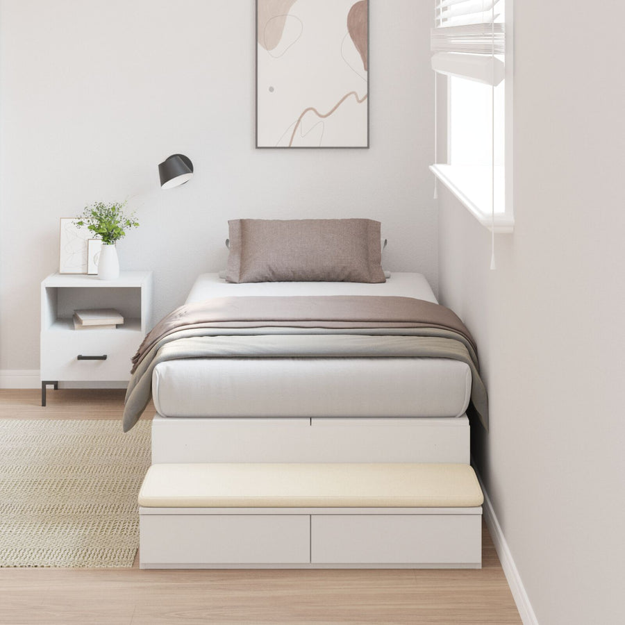 Opbergbedframe Wit Bewerkt Hout 236,5 X 100 X 31,5 Cm Artisanaal Eiken
