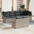 Garden Sofa Set with Cushions 7 pcs Light Grey poly rattan