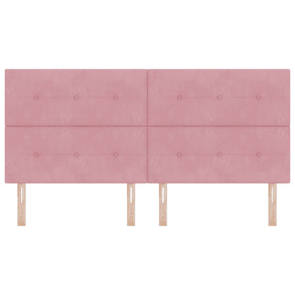 Hoofdbord Knoop Tufted Fluweel Roze 200 cm Hoog hoofdeind