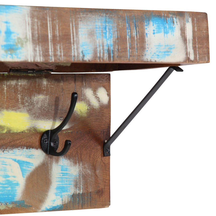 Kapstok Met Plank Wandgemonteerd Van En Metaal Massief gerecycled hout