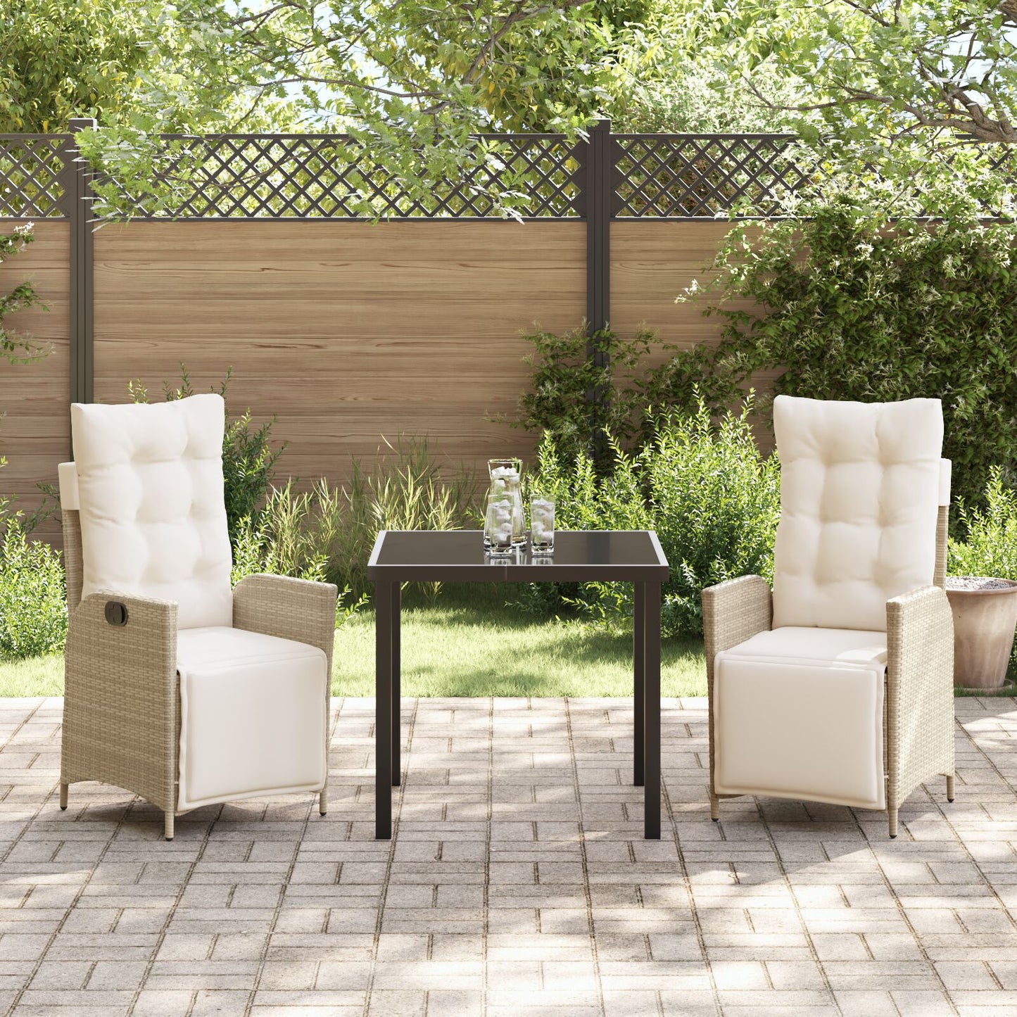 3 Delige Tuin Eetset Beige Poly Rattan