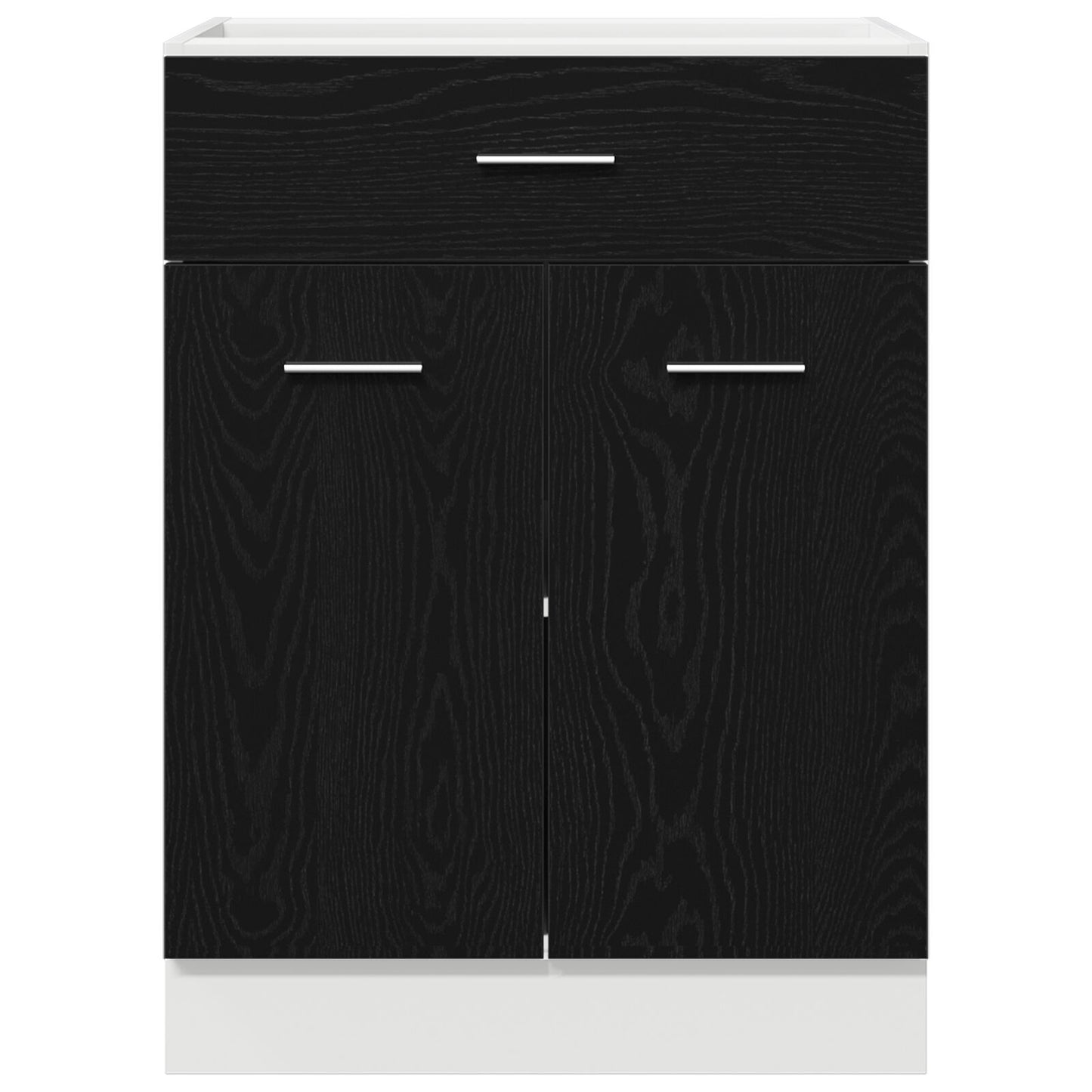 Zwarte Eiken Lades Onderkast - 60X46X81.5 Cm Gemaakt Van Bewerkt Hout