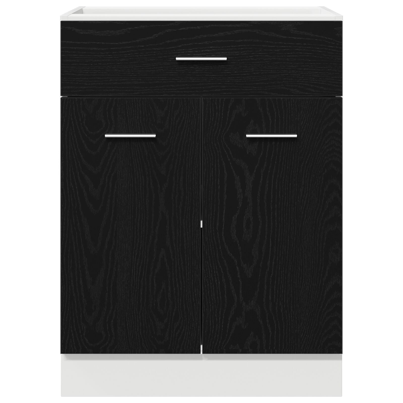 Zwarte Eiken Lades Onderkast - 60X46X81.5 Cm Gemaakt Van Bewerkt Hout