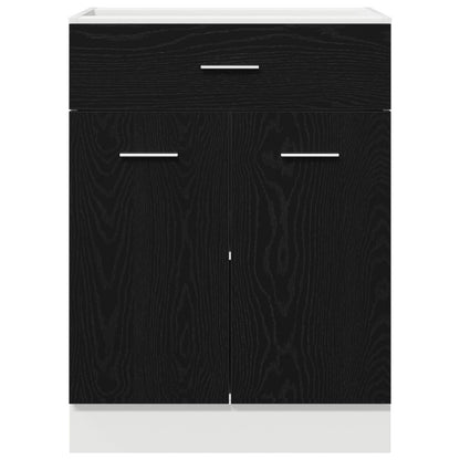 Zwarte Eiken Lades Onderkast - 60X46X81.5 Cm Gemaakt Van Bewerkt Hout