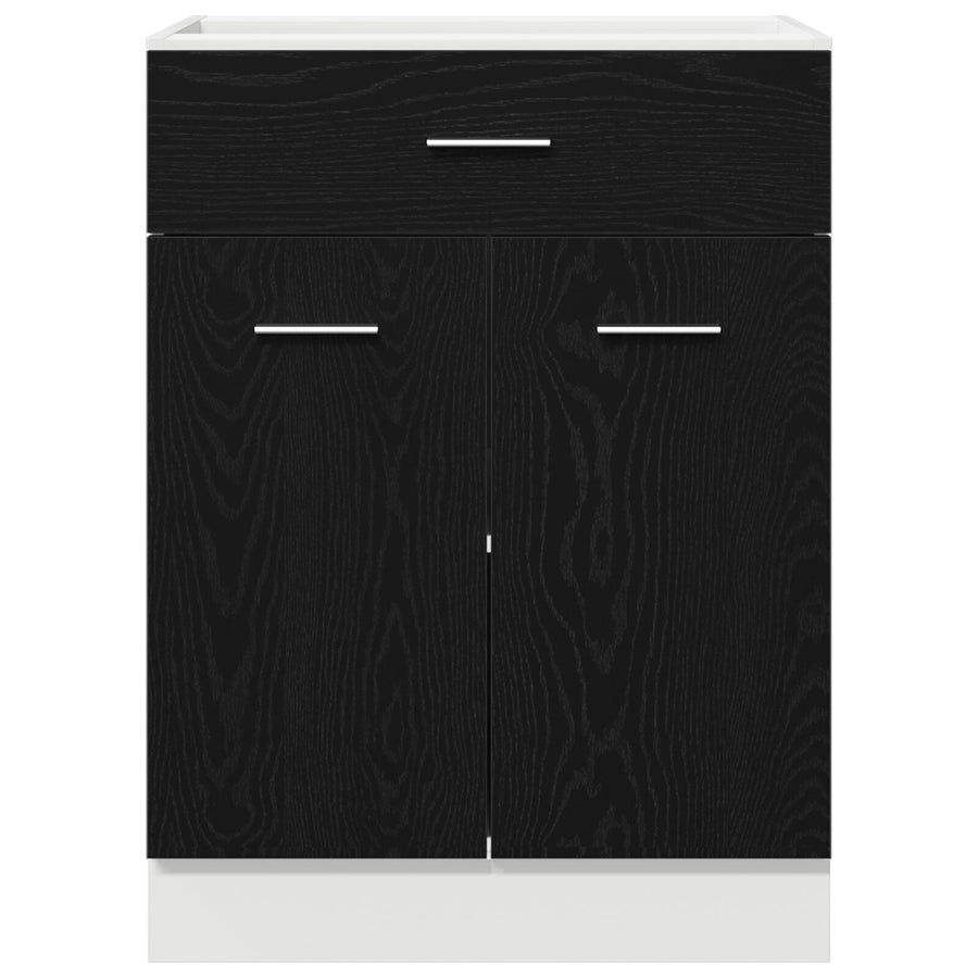 Zwarte Eiken Lades Onderkast - 60X46X81.5 Cm Gemaakt Van Bewerkt Hout