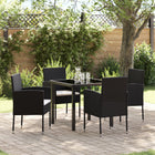 Tuinset poly rattan 4-persoons zwart