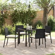 Garden dining set 5 pcs Black Powder-coated steel