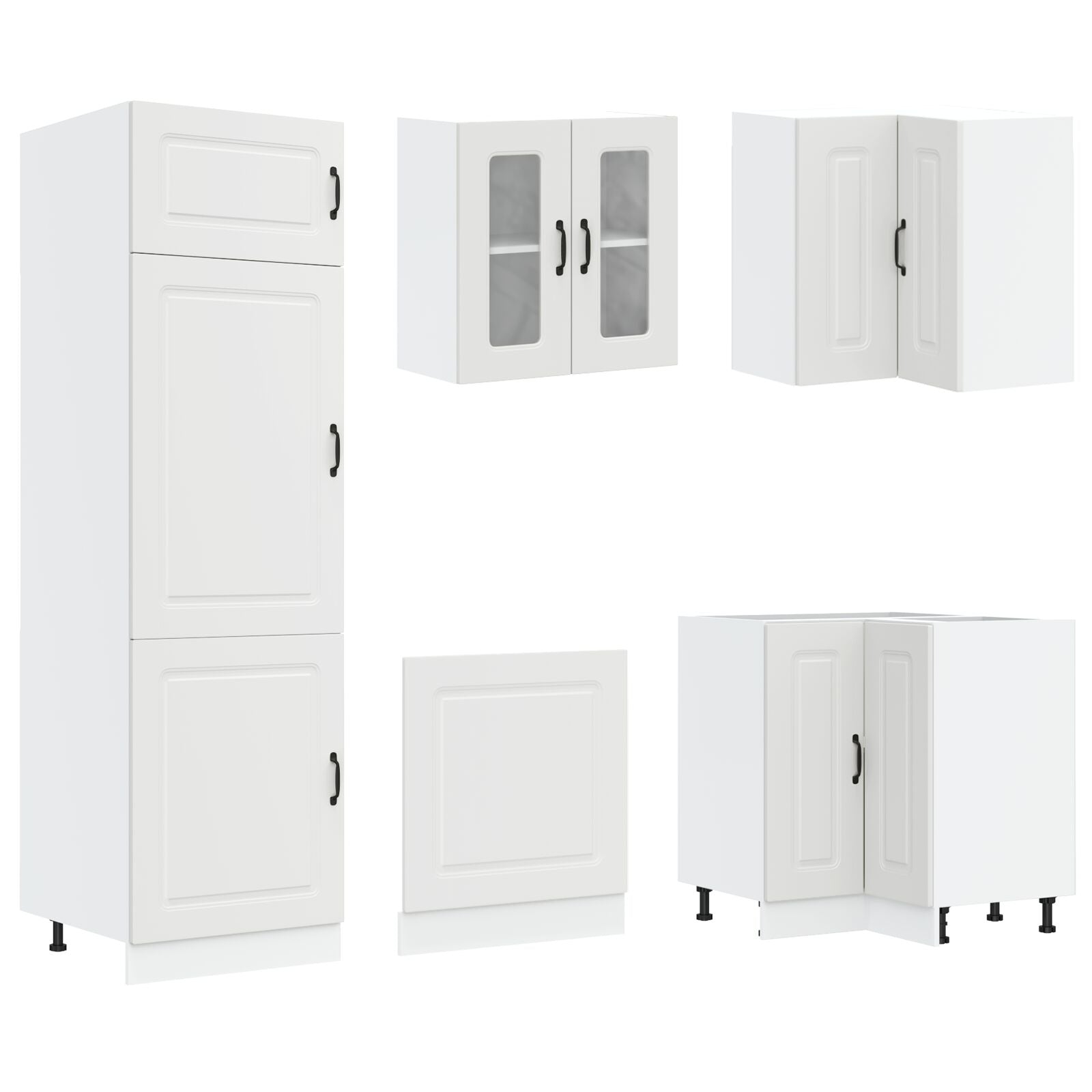 Keuken Cabinet ""Kalmar"" Met Dubbele Wastafels Bewerkt Hout Wit