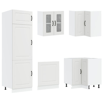 Keuken Cabinet ""Kalmar"" Met Dubbele Wastafels Bewerkt Hout Wit