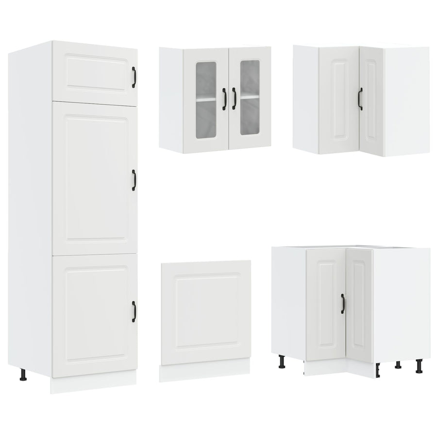 Keuken Cabinet ""Kalmar"" Met Dubbele Wastafels Bewerkt Hout Wit