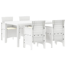5-Delige Tuin Eettafel Set Met Kussens Wit Poly Rattan